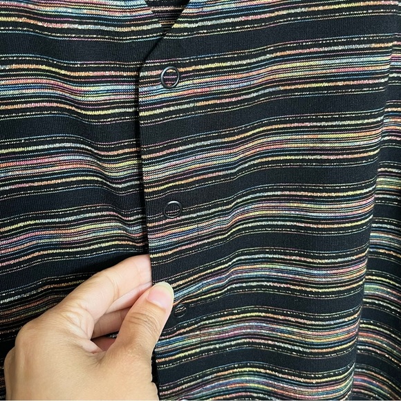 CHICOS DESIGN Striped Long Sleeve Button down Y2K Black Button Down Top | size 2 - Picture 5 of 10